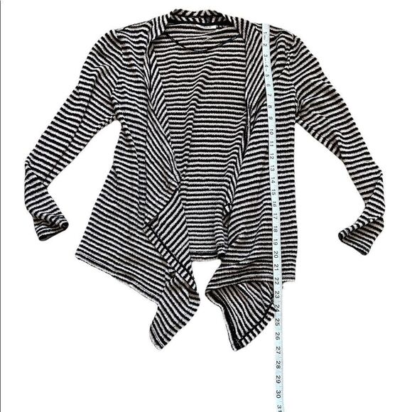 ONLY Black & Tan Striped Knit Open Loose Fit Cardigan Sweater M - Picture 6 of 8